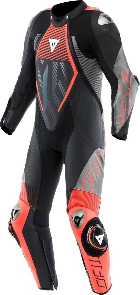 Dainese Audax D-Zip Perf. Leather Suit (1pc) black/red fluo/anthracite