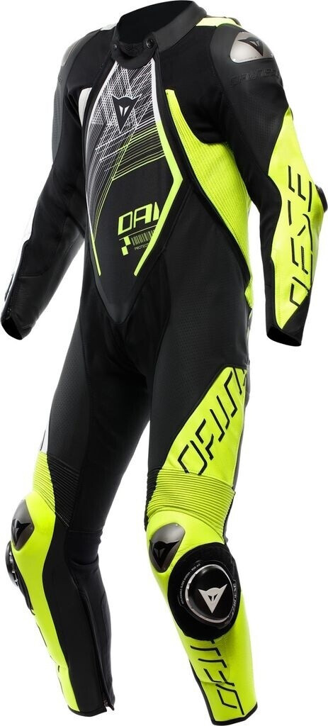 Dainese Audax D-Zip Perf. Leather Suit (1pc) black/yellow fluo/white