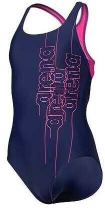 Arena Girls' Swimsuit Swim Pro Back Graphic Print navy/freak rose