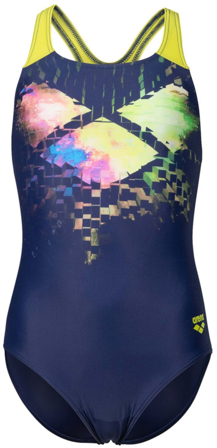 Arena Girls' Swimming Suit Arena Multi Pixels Print (006679 )navy/soft green