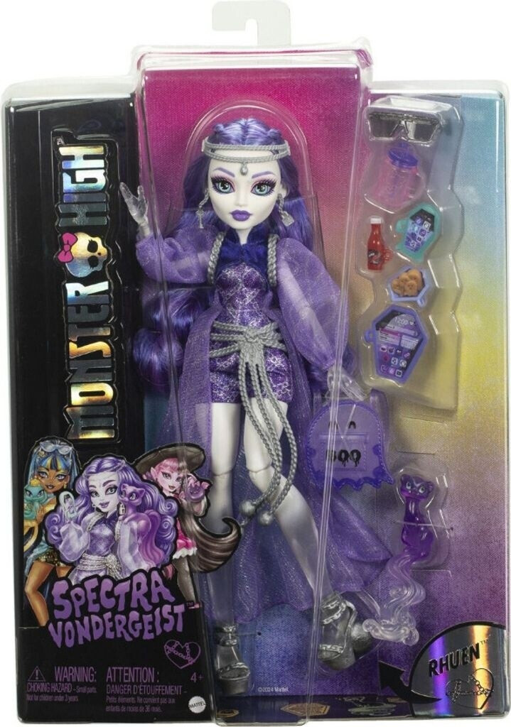 Mattel Poupée Monster High avec animal domestique - Spectra Vondergeist (HXH77 )