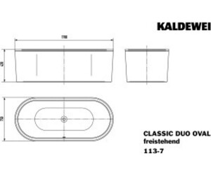 Kaldewei Classic Duo Oval 170x75x42cm alpinweiß matt/Weiß mit Perl-Effekt (291446413001)