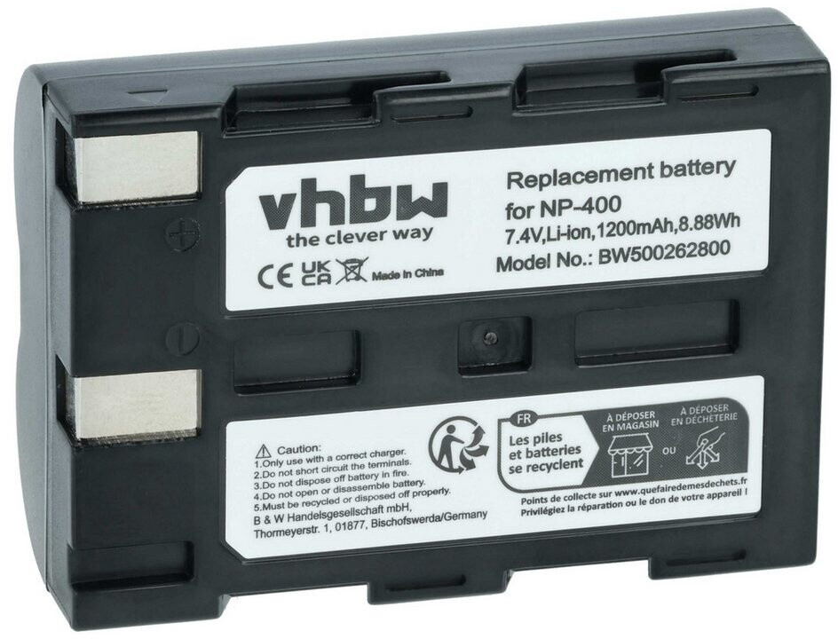 vhbw Akku kompatibel mit Pentax K10D, K20D Kamera Digicam DSLR (1200mAh, 7,2V, Li-Ion)