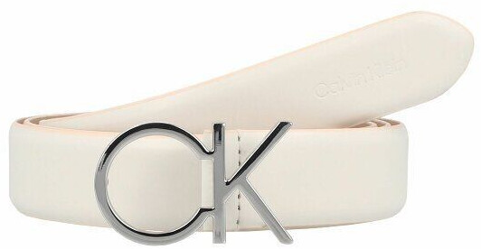 Calvin Klein CK Logo Leather Belt (K60K611908) bright white