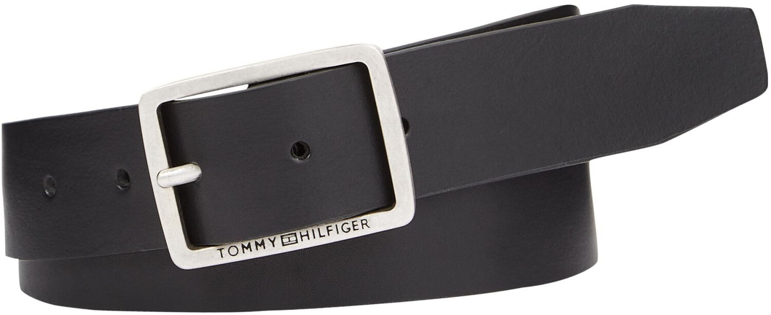 Tommy Hilfiger Logo Square Buckle Leather Belt (AM0AM12176) black
