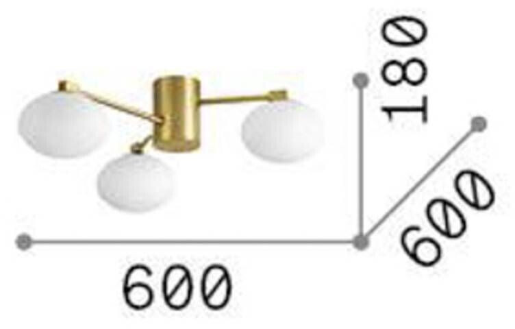 IDEAL LUX Ceiling light Hermes, white, 60 cm, 3-bulb, glass