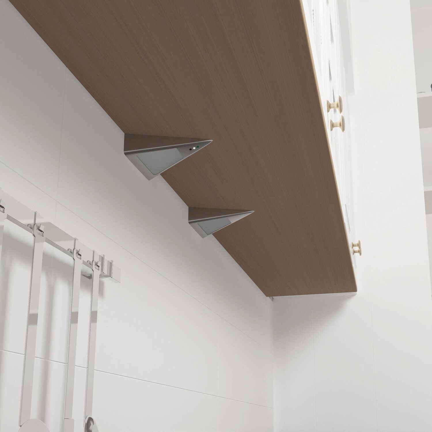 PRIOS Odia LED under-cabinet light, stainless steel, 2-bulb