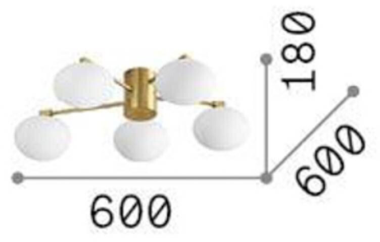IDEAL LUX Ceiling light Hermes, white, 60 cm, 5-bulb, glass