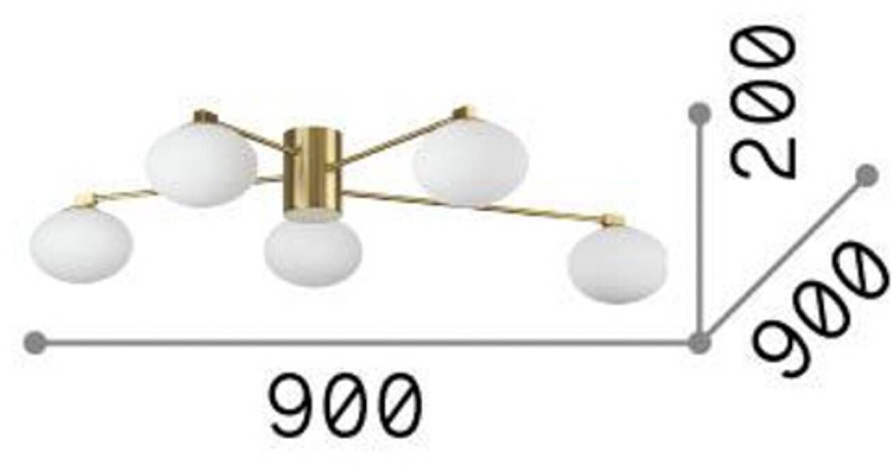 IDEAL LUX Ceiling light Hermes, white, 90 cm, 5-bulb, glass