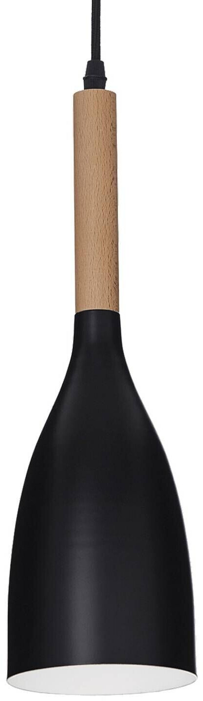 IDEAL LUX Hanging lamp Manhattan with wooden detail, black