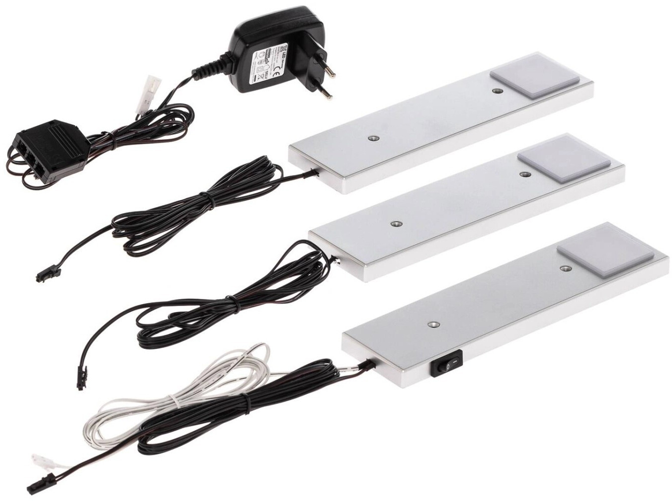 Lindby Amaryll LED under-cabinet light, set of 3, silver