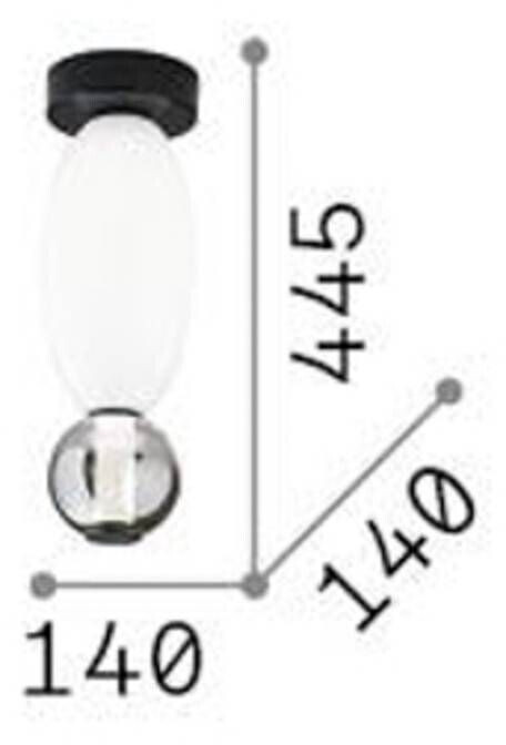 IDEAL LUX LED ceiling lamp Lumiere-1, glass opal/grey, black