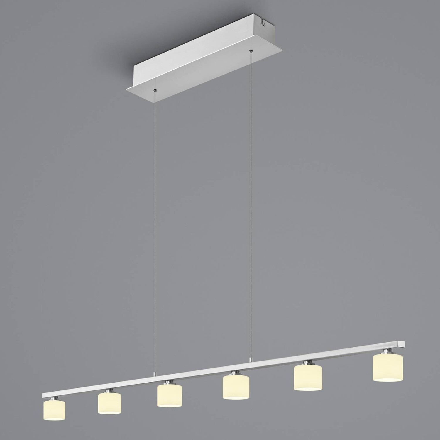 HELL Pendant lamp Mila, nickel/opal glass, six flames