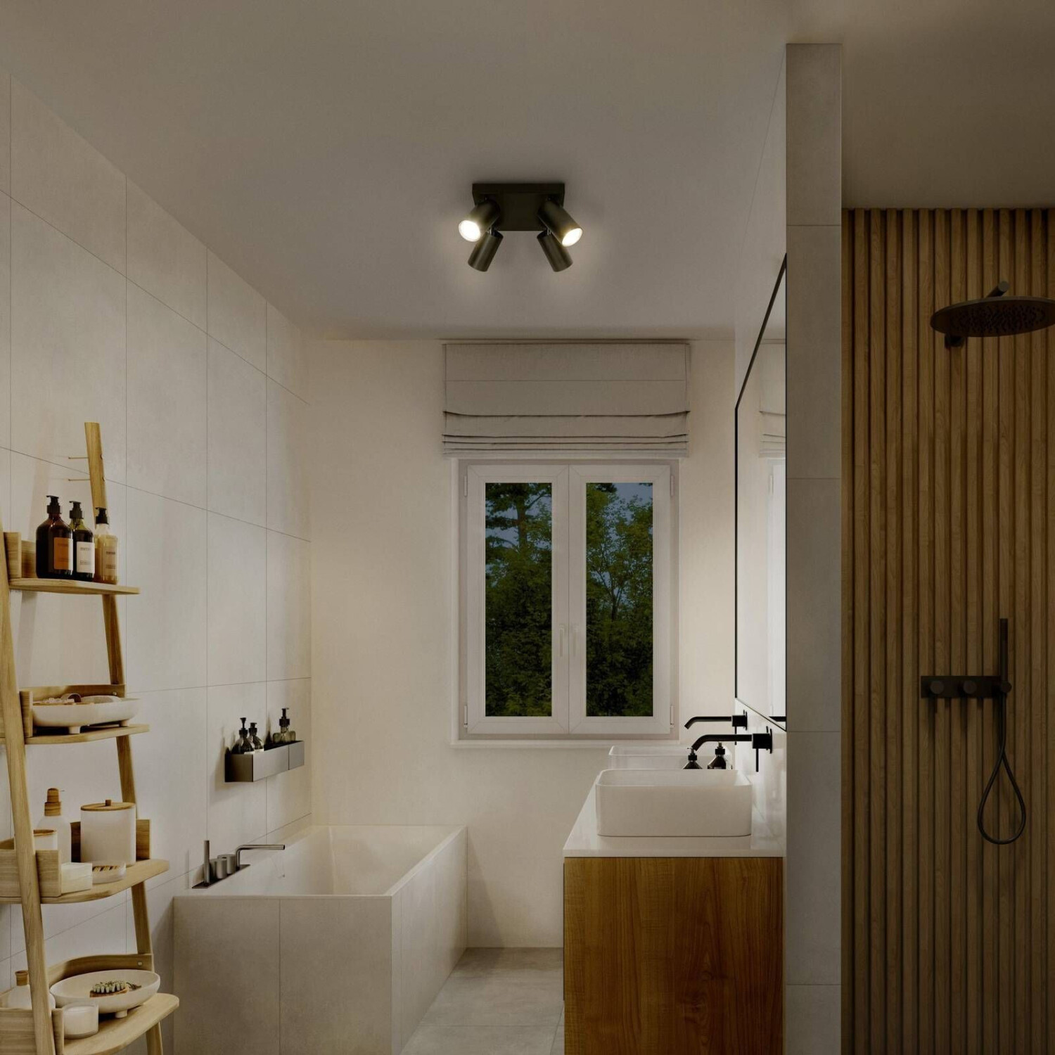 LEDVANCE LED spotlight Octagon dimmable, 4-bulb. Square black