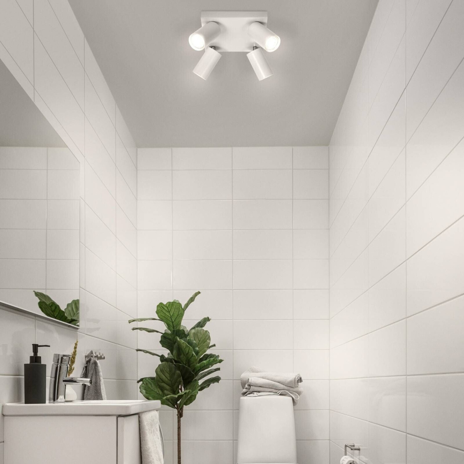 LEDVANCE LED spotlight Octagon, dimmable, 4-bulb, square, white