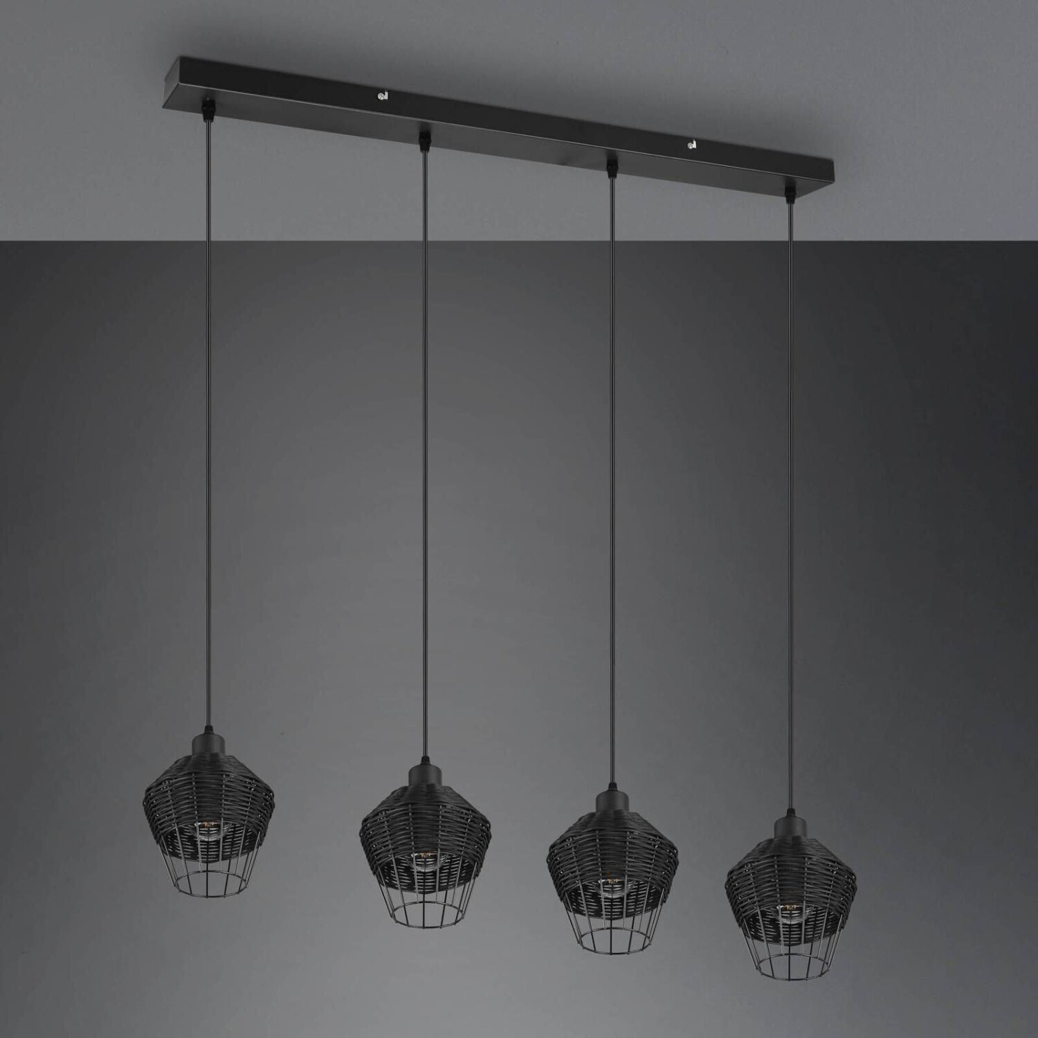 Trio Pendant lamp Borka, four-bulb, black