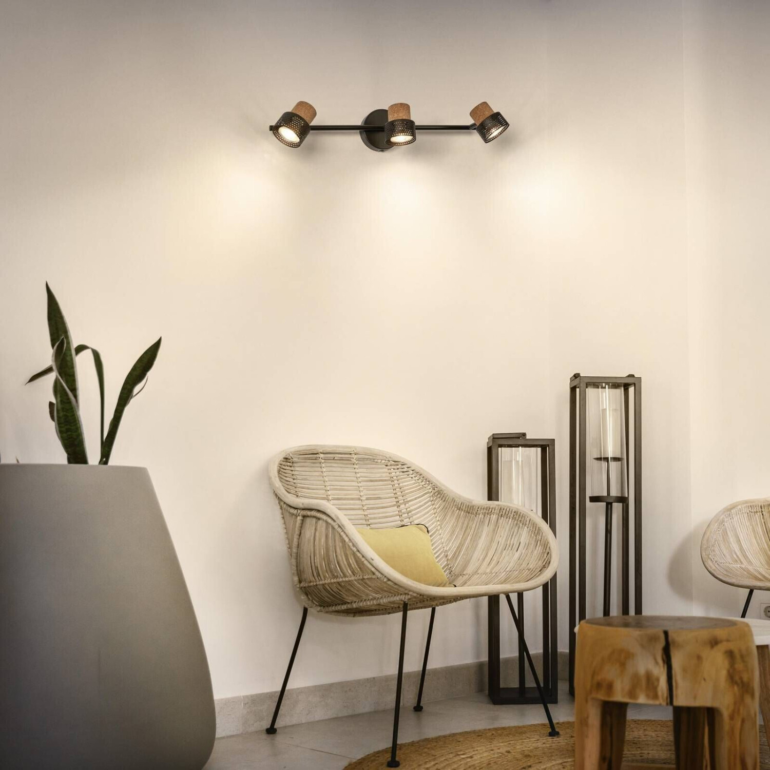 LEDVANCE LED ceiling spot Cork, GU10, 3-bulb, long, black