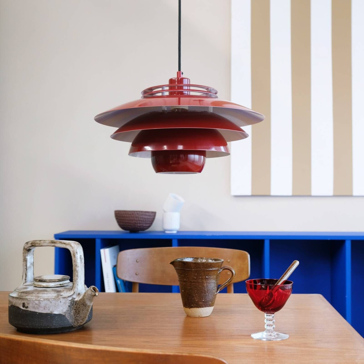 Dyberg Larsen Ejka hanging lamp made of dark red metal