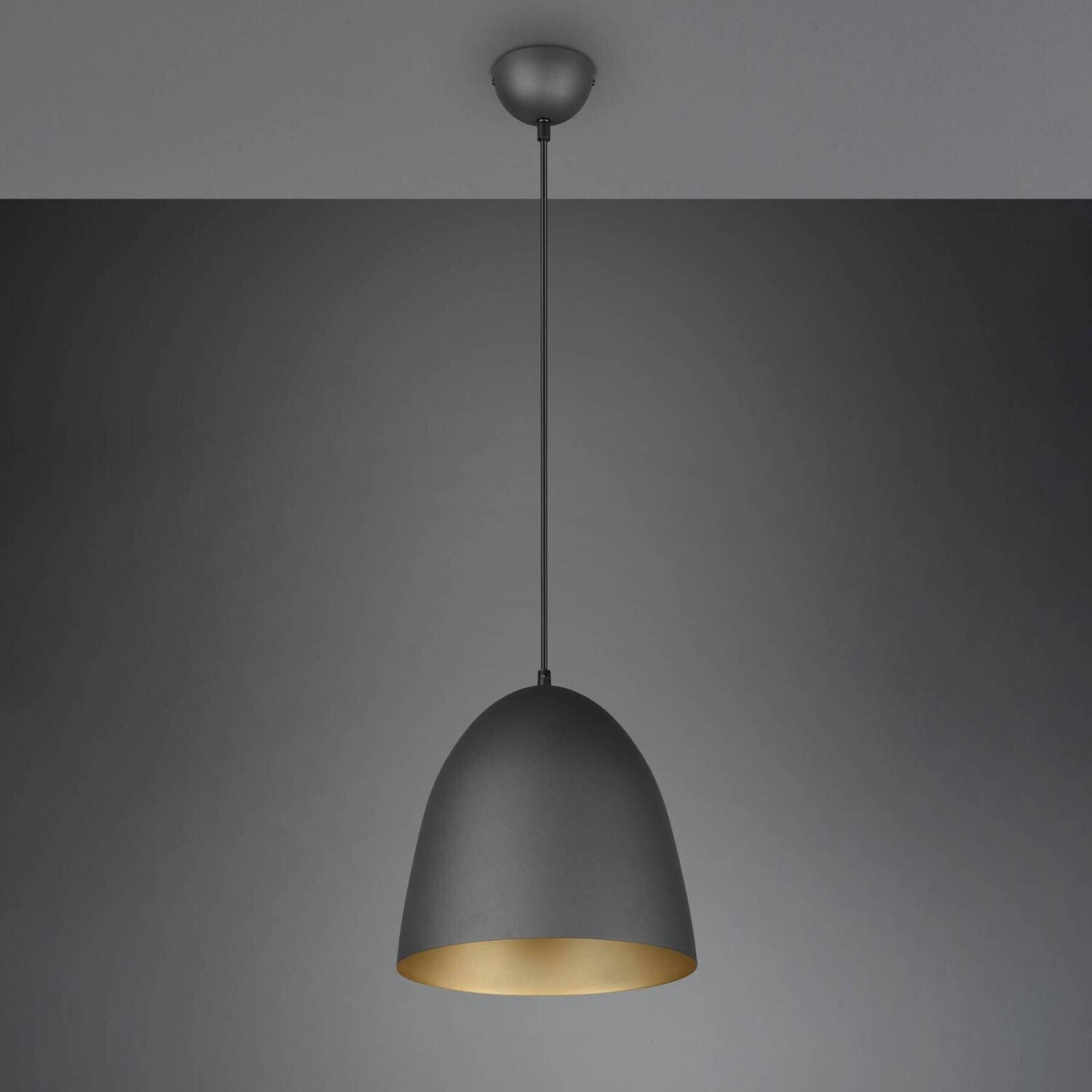 Trio Pendant lamp Tilda, one-flame black/gold Ø 25 cm
