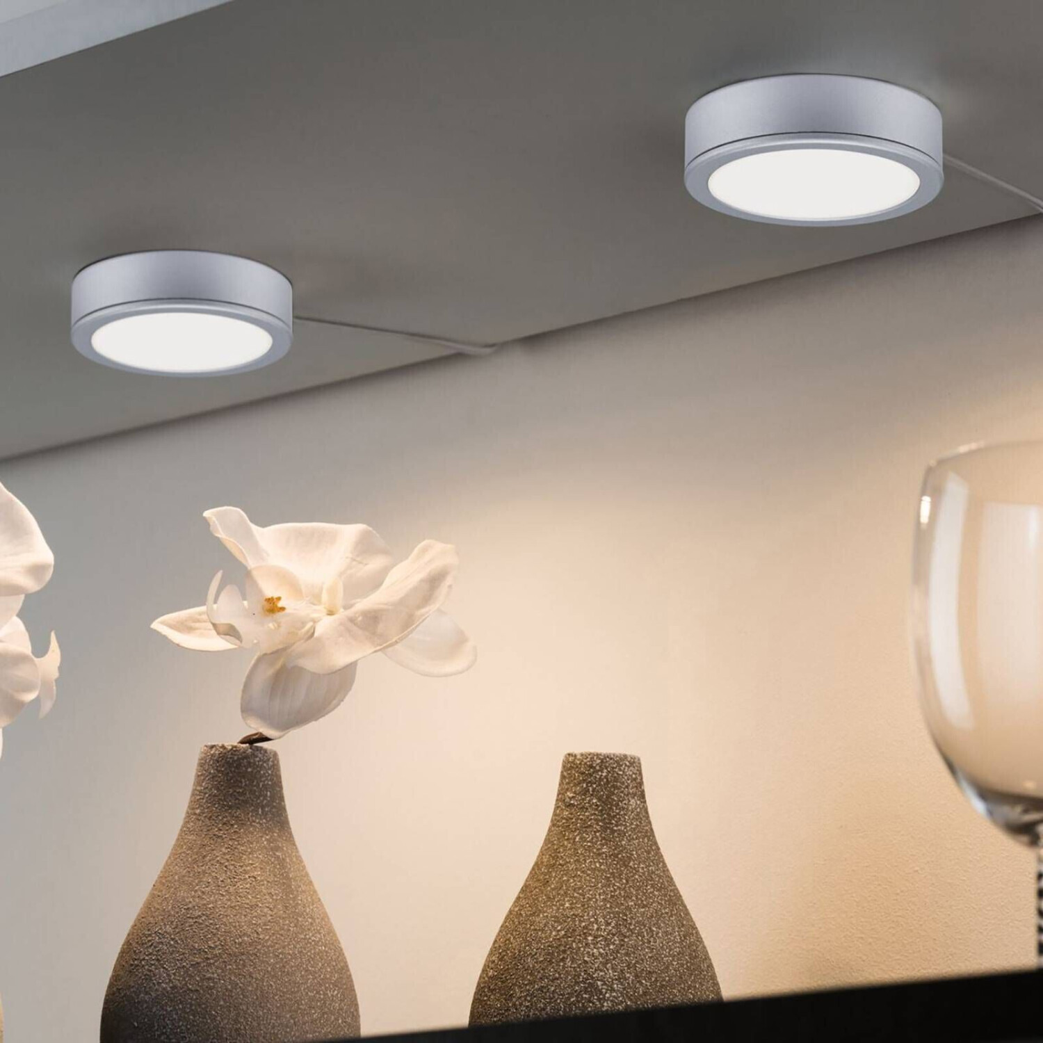 Paulmann Pukk LED under-cabinet light set of 3, chrome