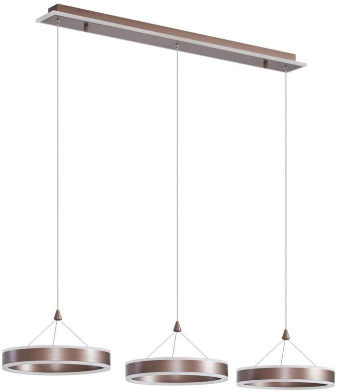 Lucande LED pendant light Kolo, 3-bulb, brown, iron, dimmable