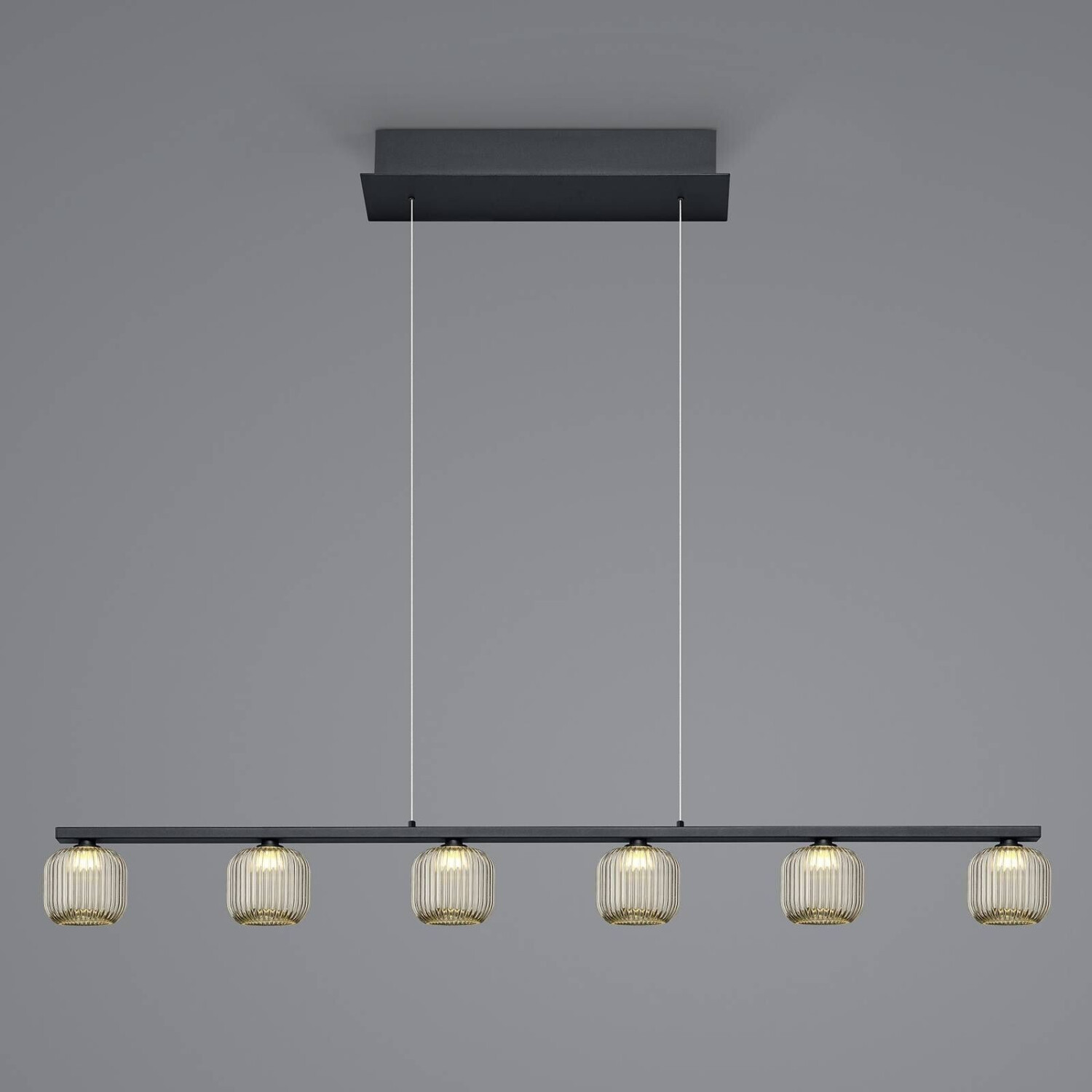 HELL LED pendant light Loft with smoked glass, six-bulb