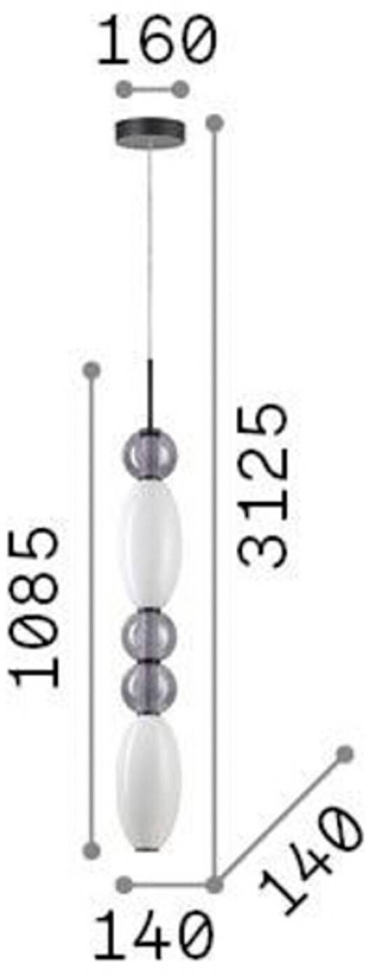 IDEAL LUX LED hanging light Lumiere-3, glass opal/grey