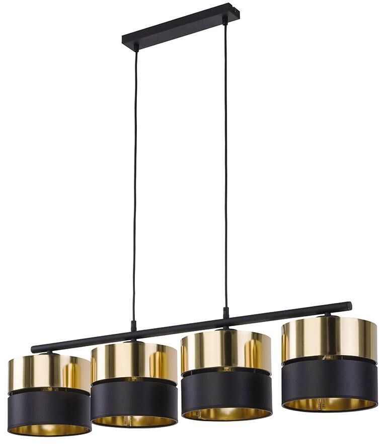 TK Lighting Hilton pendant light, black/gold, four-bulb