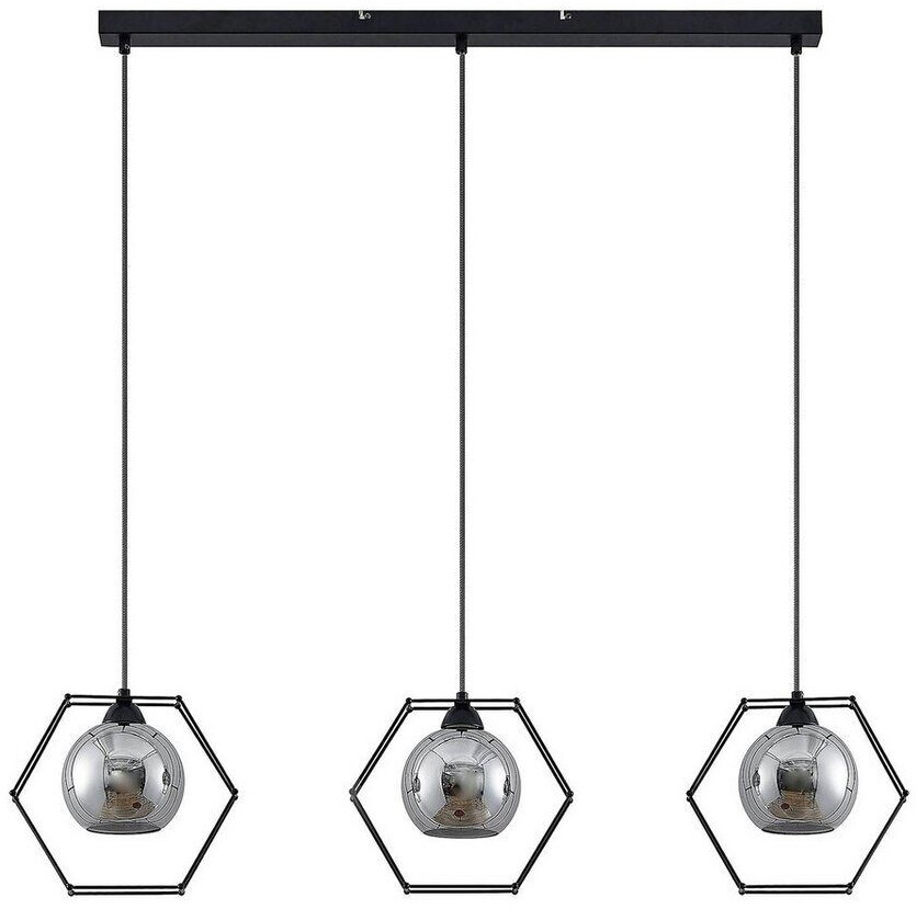 Lindby Dajanira pendant light, three-bulb, grey