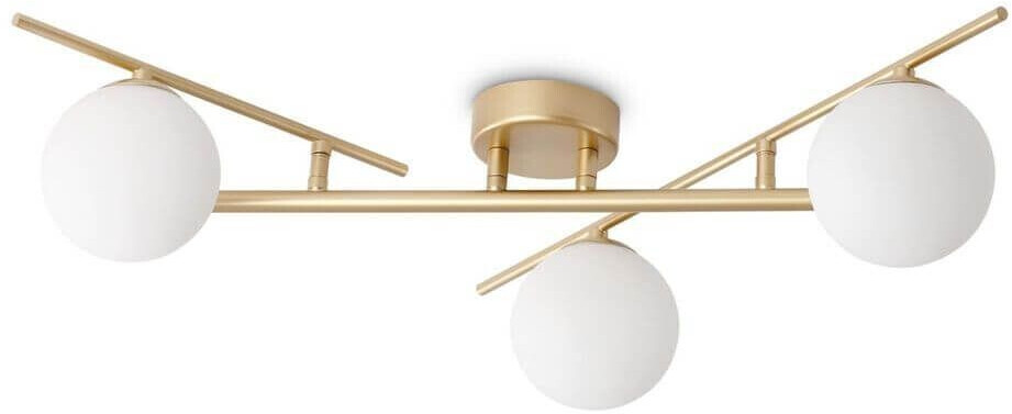 IDEAL LUX Ceiling lamp Atlas gold-colored 3-bulb metal glass