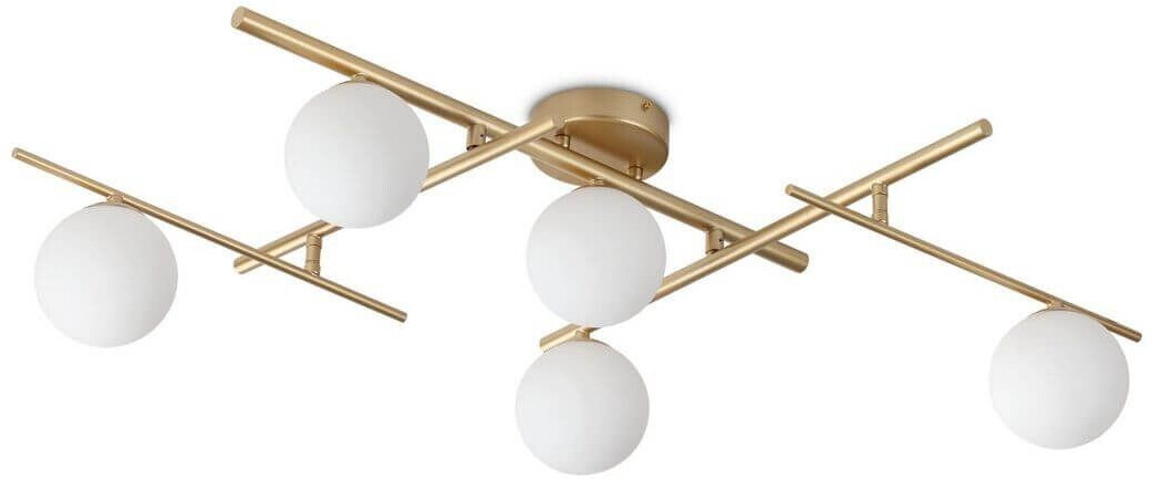 IDEAL LUX Ceiling lamp Atlas gold-colored 5-bulb metal glass