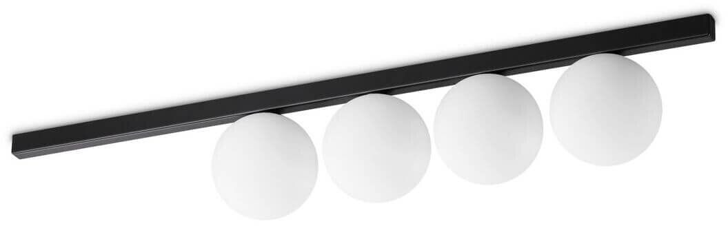 IDEAL LUX Ceiling lamp Binomio, black, 4-bulb, metal, glass