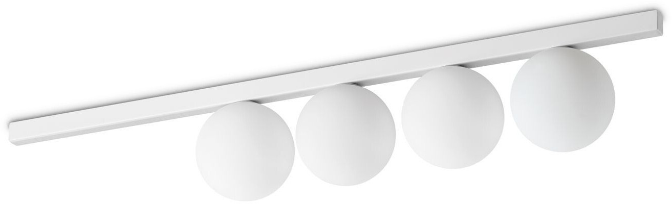 IDEAL LUX Ceiling lamp Binomio, white, 4-bulb, metal, glass