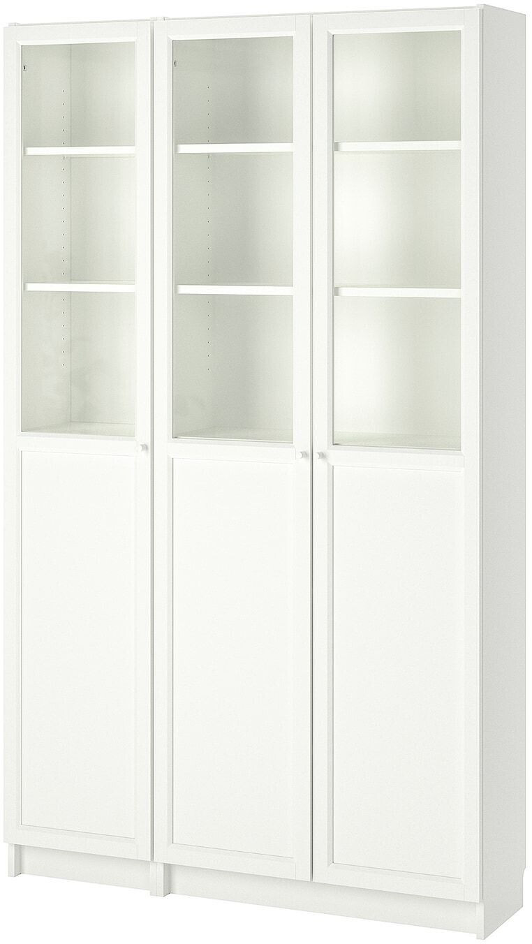 Ikea BILLY / OXBERG Bücherregal mit Paneel-/Vitrtüren weiß/Glas 120x30x202 cm