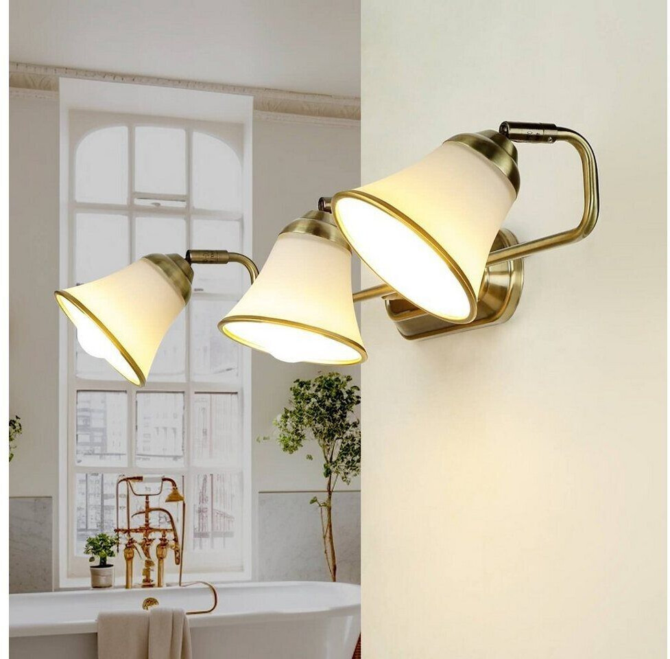 Licht-Erlebnisse Bathroom wall light 3xE14 67cm rotatable Art Nouveau grando - bronze, white