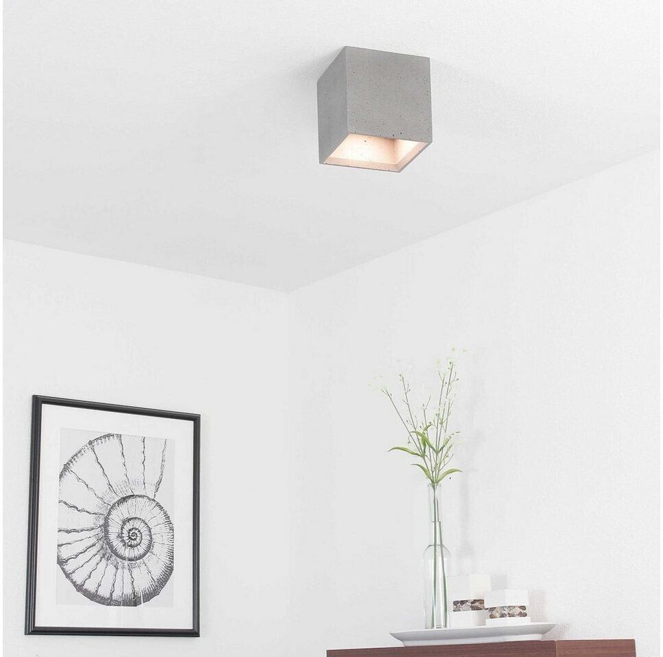 Licht-Erlebnisse Concrete lamp ceiling light square GU10 hallway living room - concrete