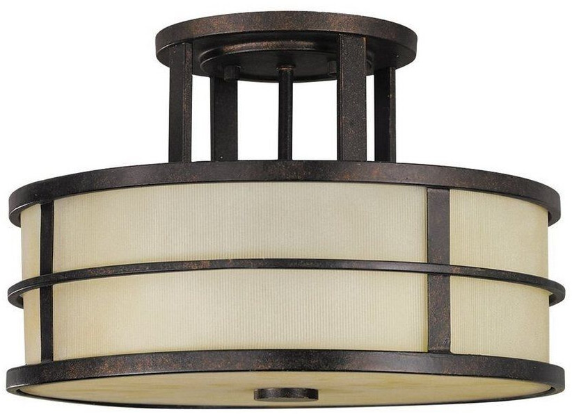 Licht-Erlebnisse Ceiling lamp cream bronze glass metal ø 34.3 cm decorative low-glare E27 ceiling light living room - antique bronze, cream