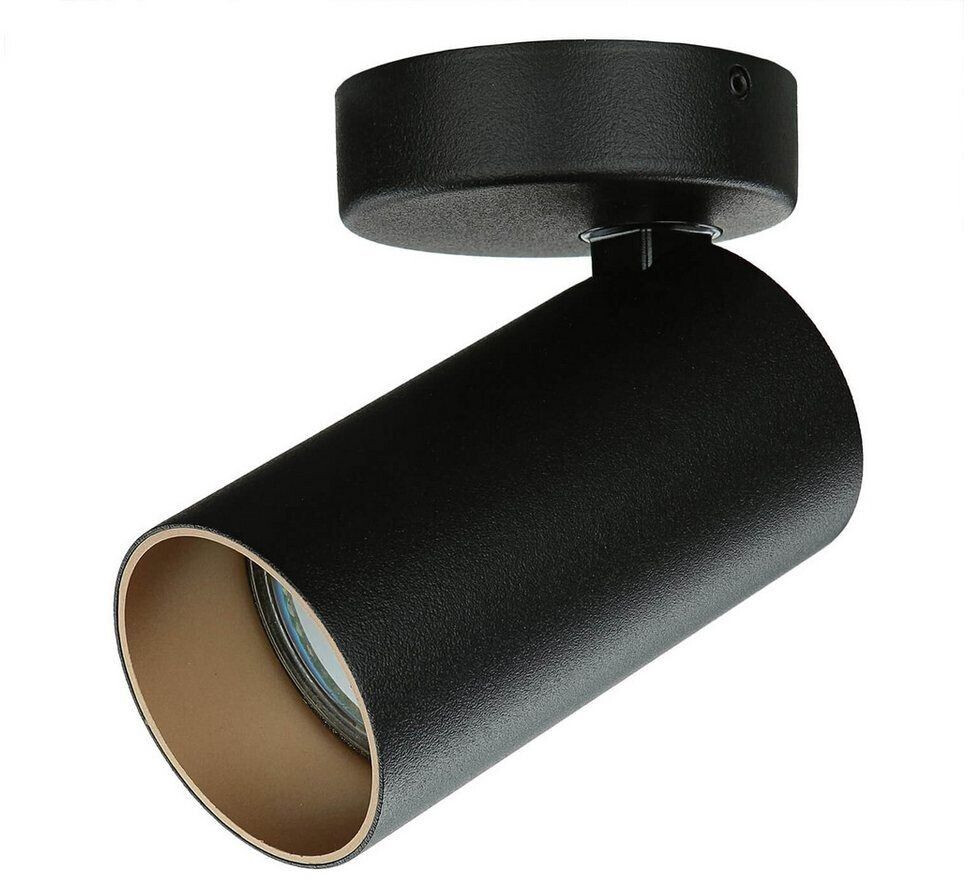 Licht-Erlebnisse Ceiling light black gold h: 13 cm ø 7 cm adjustable GU10 spot ceiling lamp - black, gold