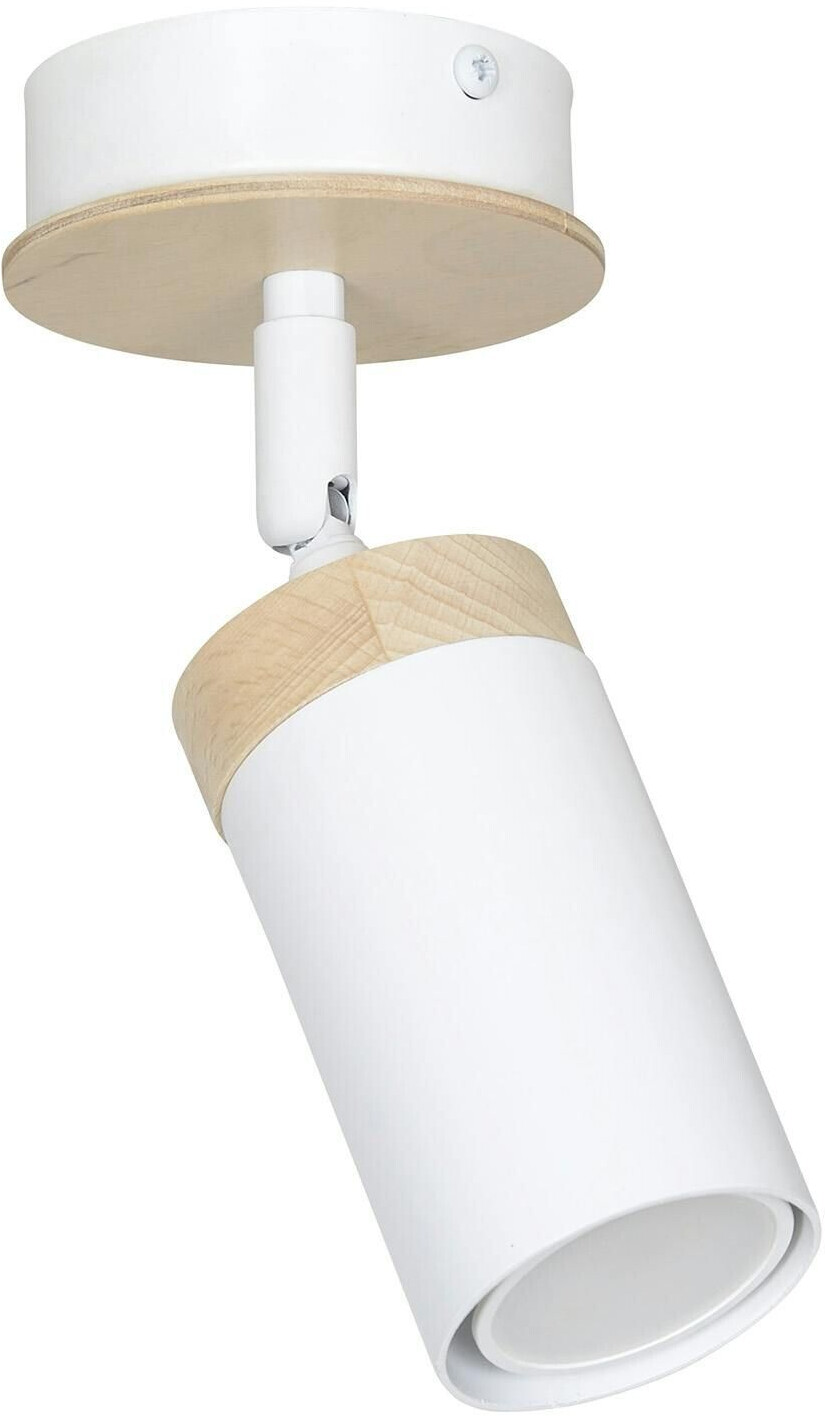 Licht-Erlebnisse Ceiling spotlight small white metal wood Scandinavian - white, wood
