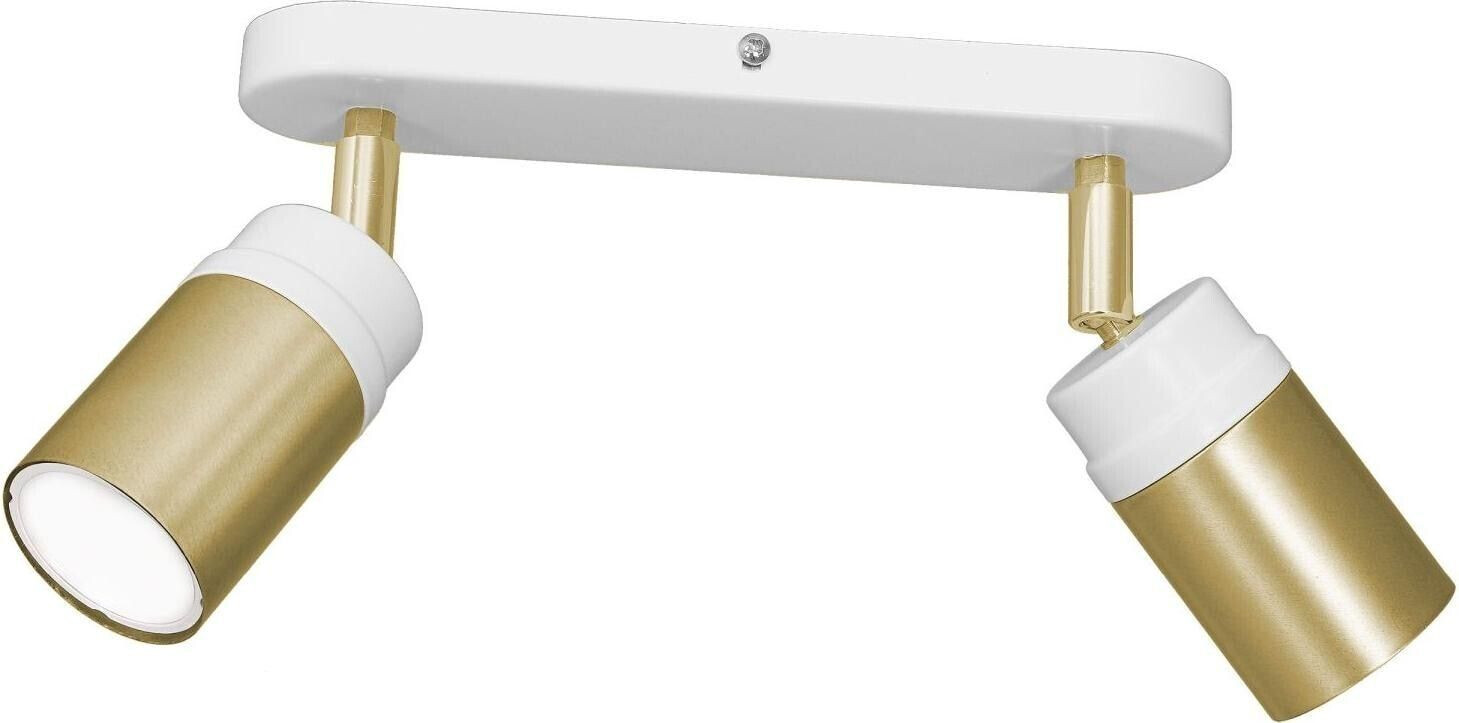 Licht-Erlebnisse Ceiling spotlight metal 2-flame GU10 swiveling width: 40 cm small ceiling lamp - white, brass