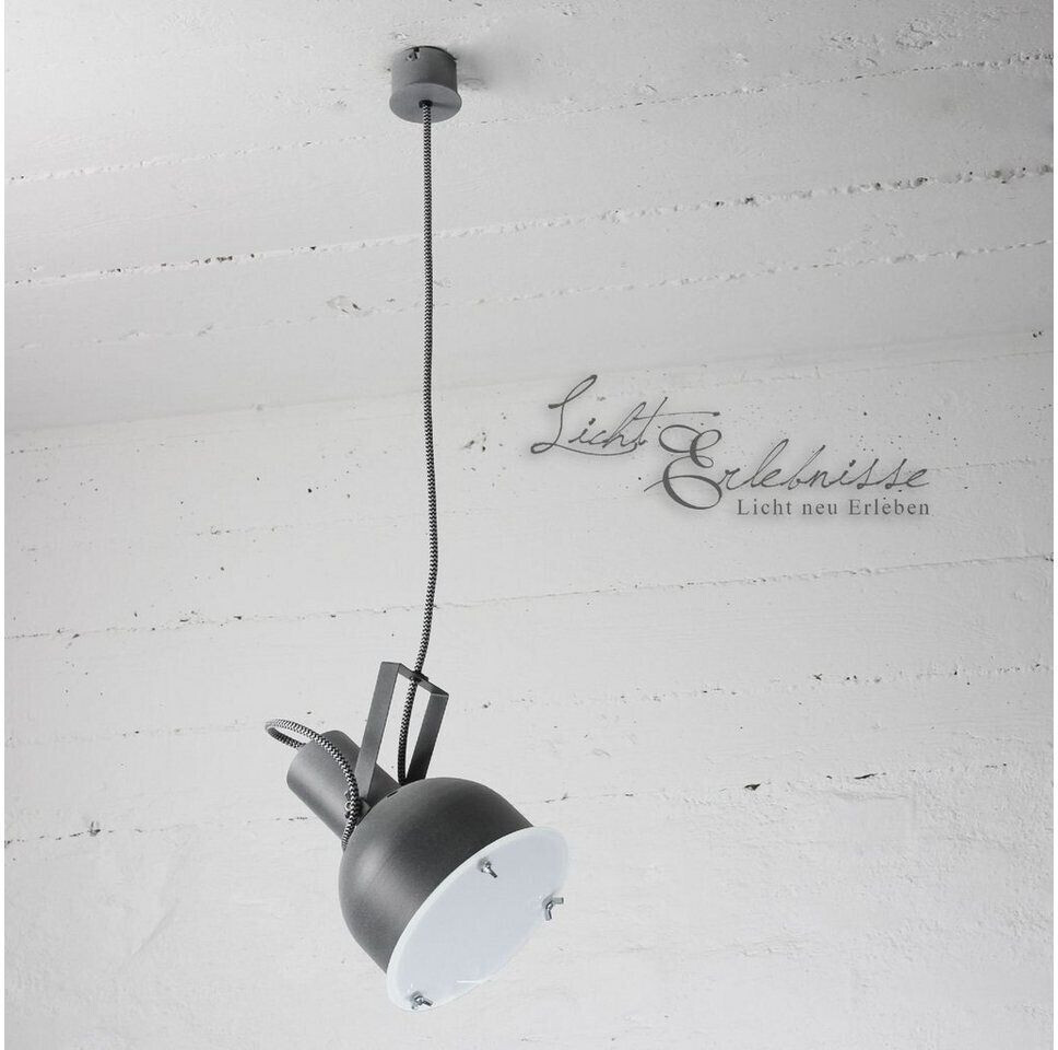 Licht-Erlebnisse Hanging lamp E27 glass metal industrial design hanging lamp - zinc