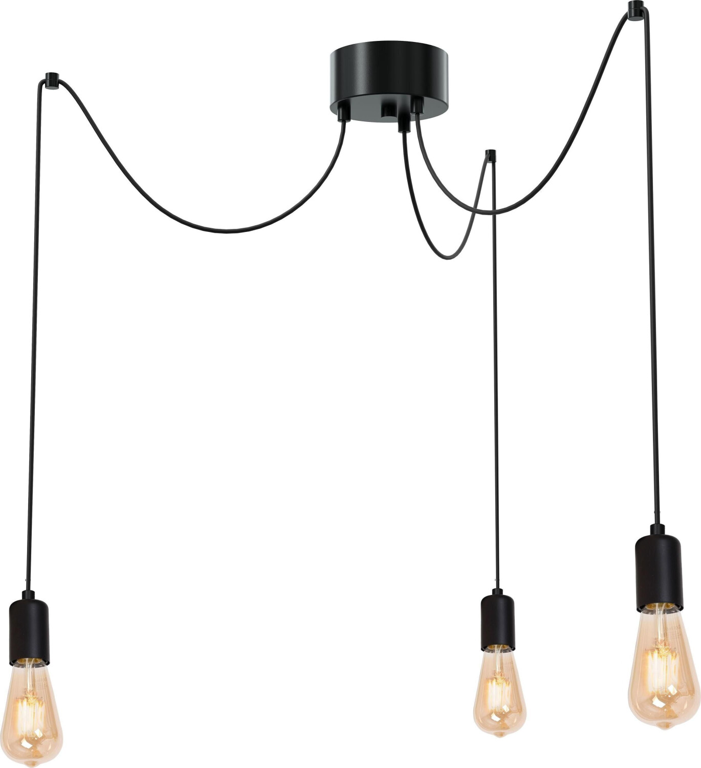 Licht-Erlebnisse Hanging light E27 black xxl adjustable modern hanging lamp - black