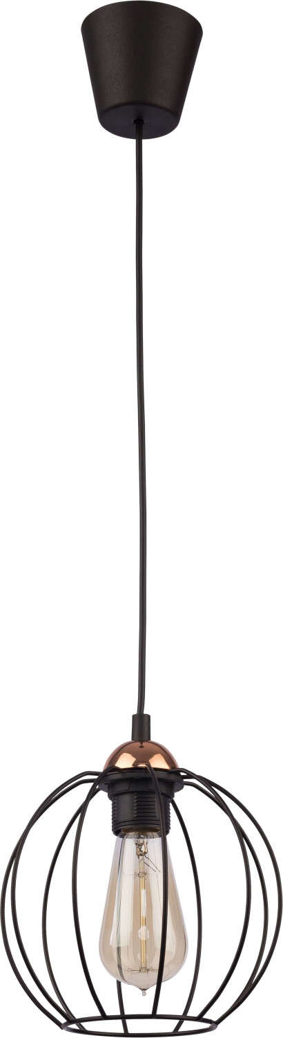 Licht-Erlebnisse Hanging lamp metal wire shade geometric black E27 pendant lamp - black, copper