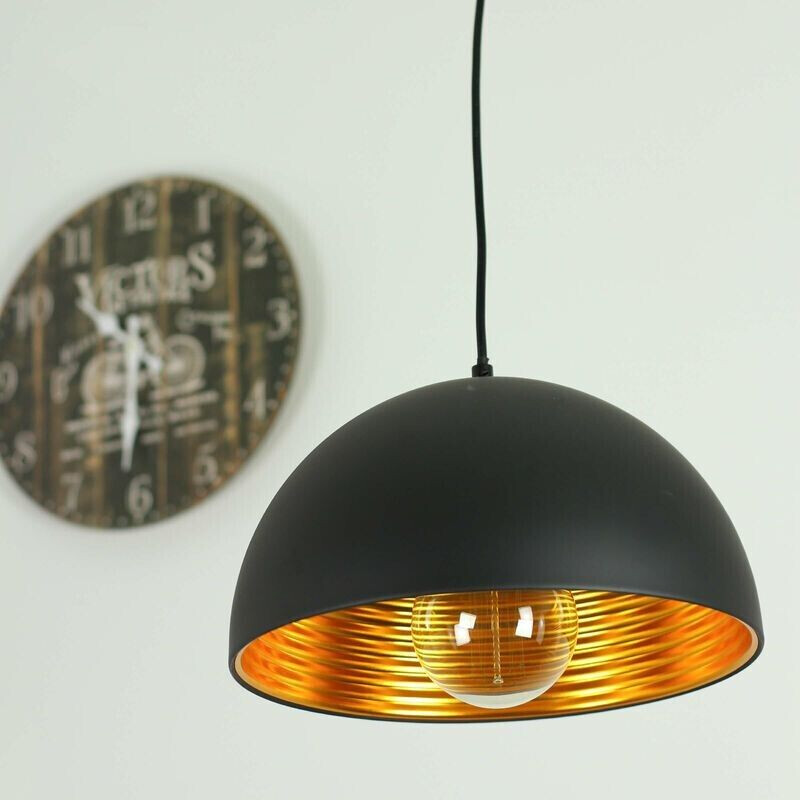 Licht-Erlebnisse Hanging lamp ø 30 cm E27 black gold made of metal industrial design hanging lamp - black, gold