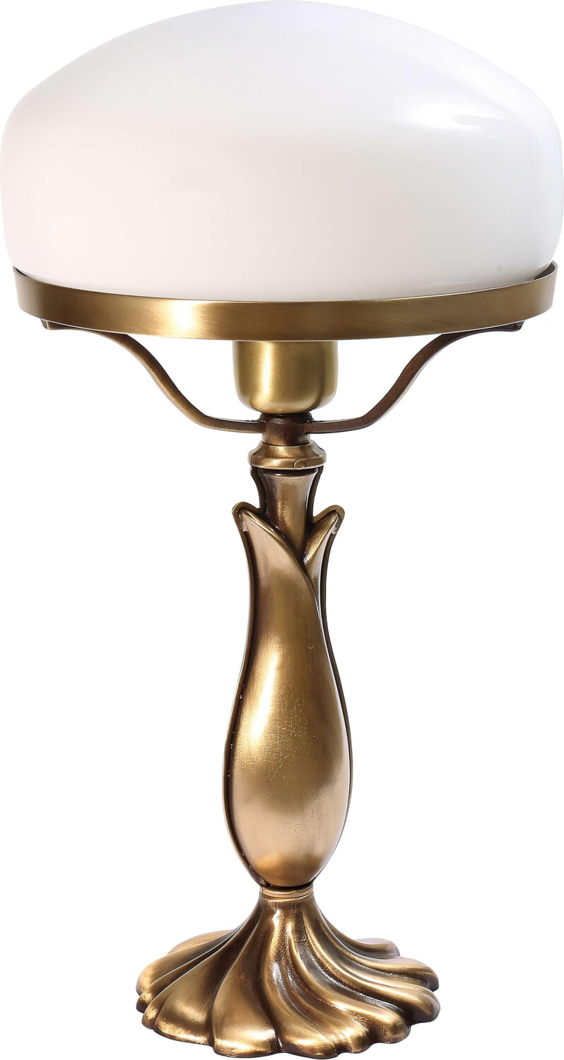 Licht-Erlebnisse Art Nouveau table lamp mushroom lamp made of brass glass white - light shiny bronze, white