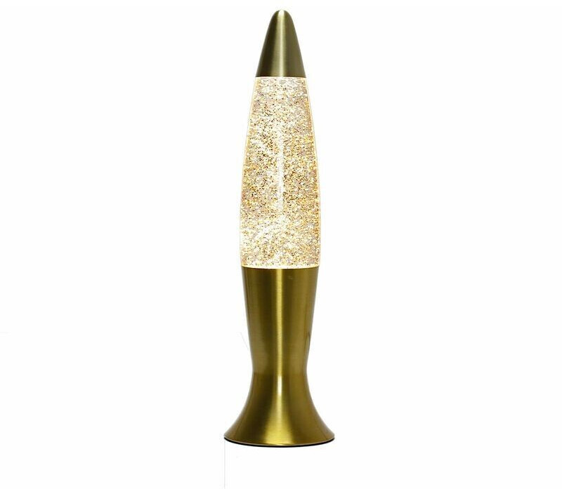 Licht-Erlebnisse Lava lamp gold glitter 40 cm incl. bulb retro table lamp ROXY