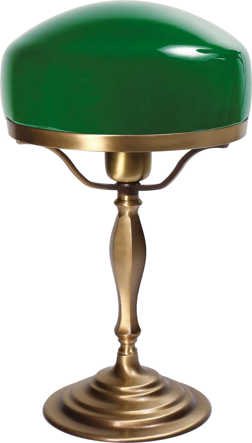 Licht-Erlebnisse Brass table lamp Art Nouveau glass shade green - light shiny bronze, green