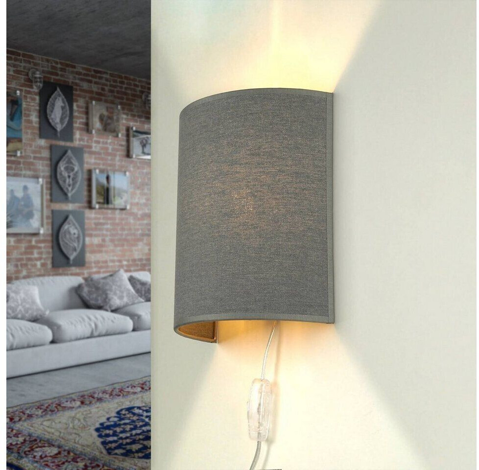 Licht-Erlebnisse Modern wall light alice in gray wall light fabric E27 - gray