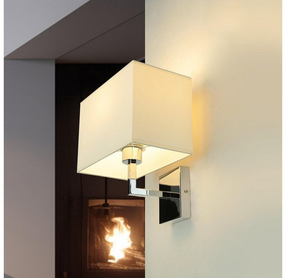 Licht-Erlebnisse Modern wall light E27 fabric shade hotel - chrome, natural