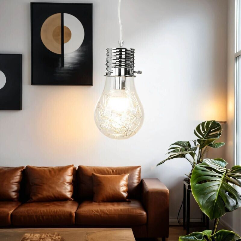 Licht-Erlebnisse Pendant lamp light bulbs design E14 glass kitchen dining room - chrome